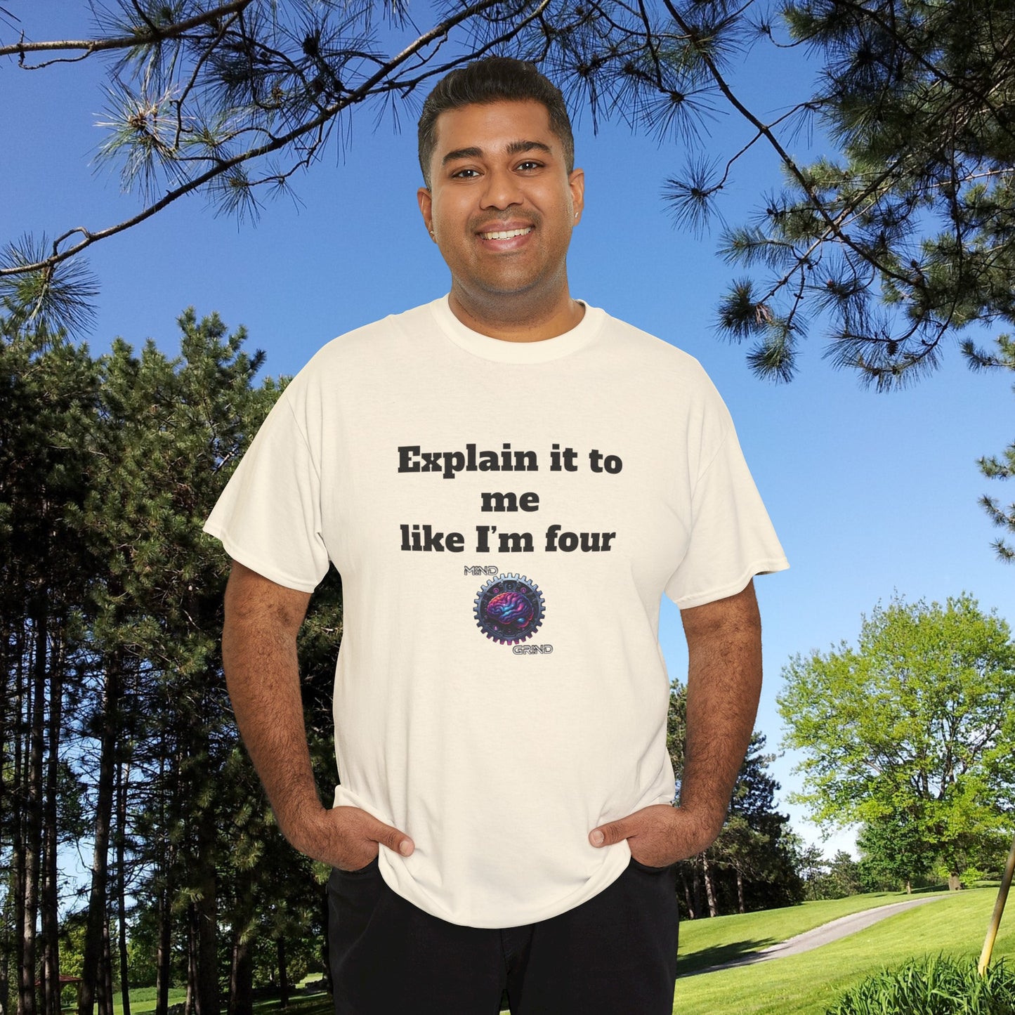 Explain it to me like I'm four - Unisex Heavy Cotton Tee - Large Logo