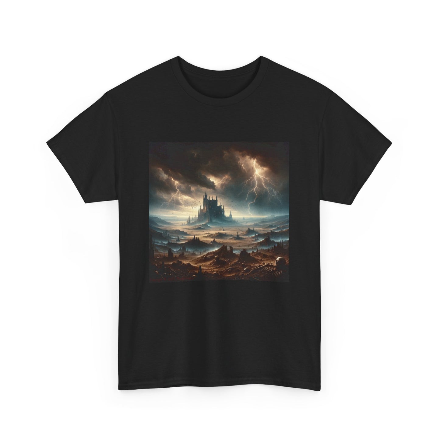 Horror Castle Lone and Large Graveyard - Unisex Heavy Cotton Tee
