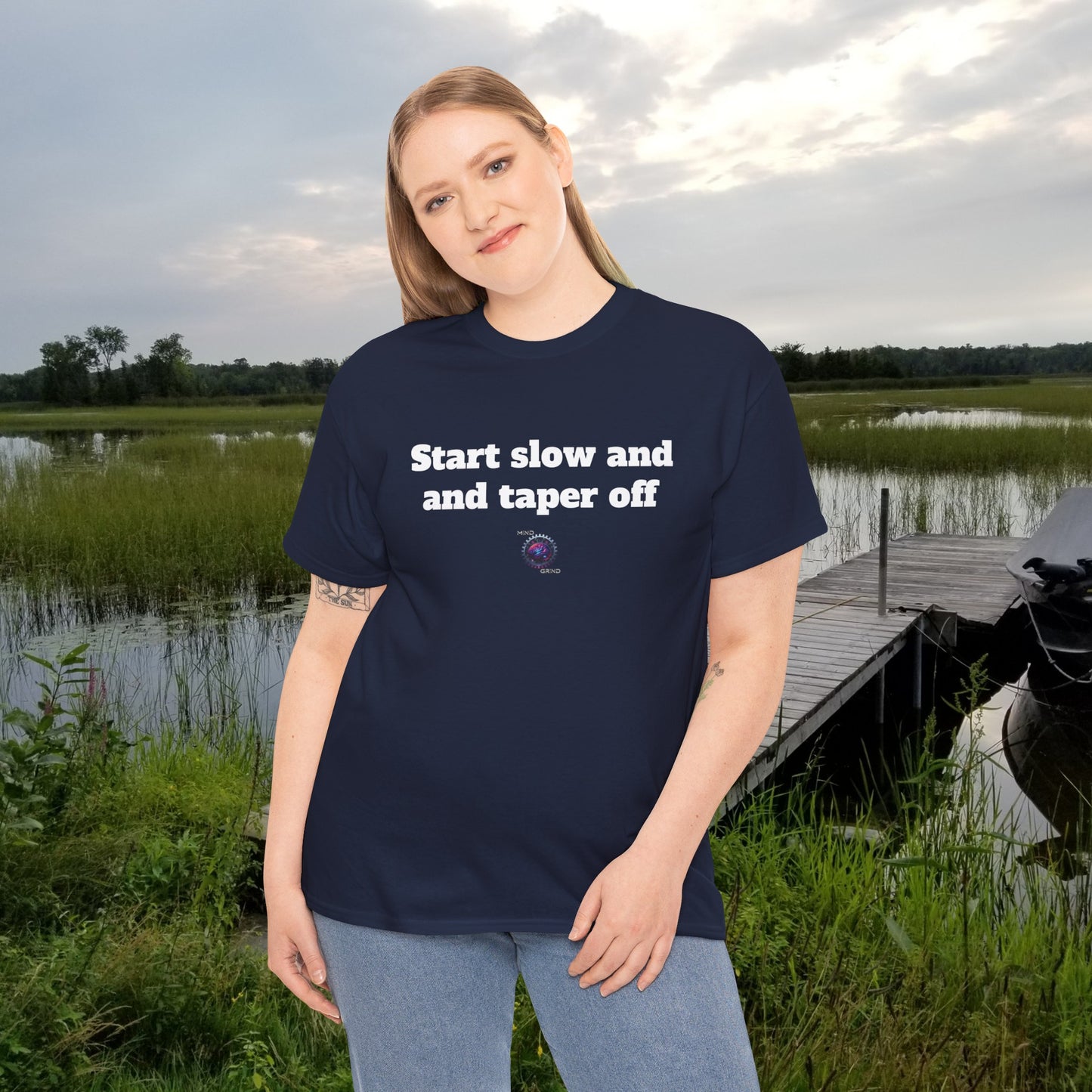 Start slow and taper off - Unisex Heavy Cotton Tee - Small Logo
