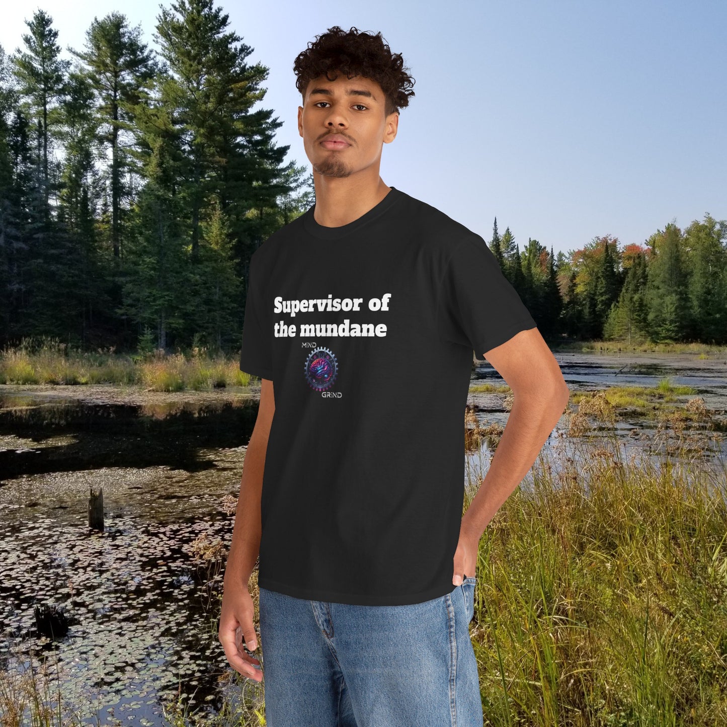Supervisor of the mundane - Unisex Heavy Cotton Tee - Large Logo