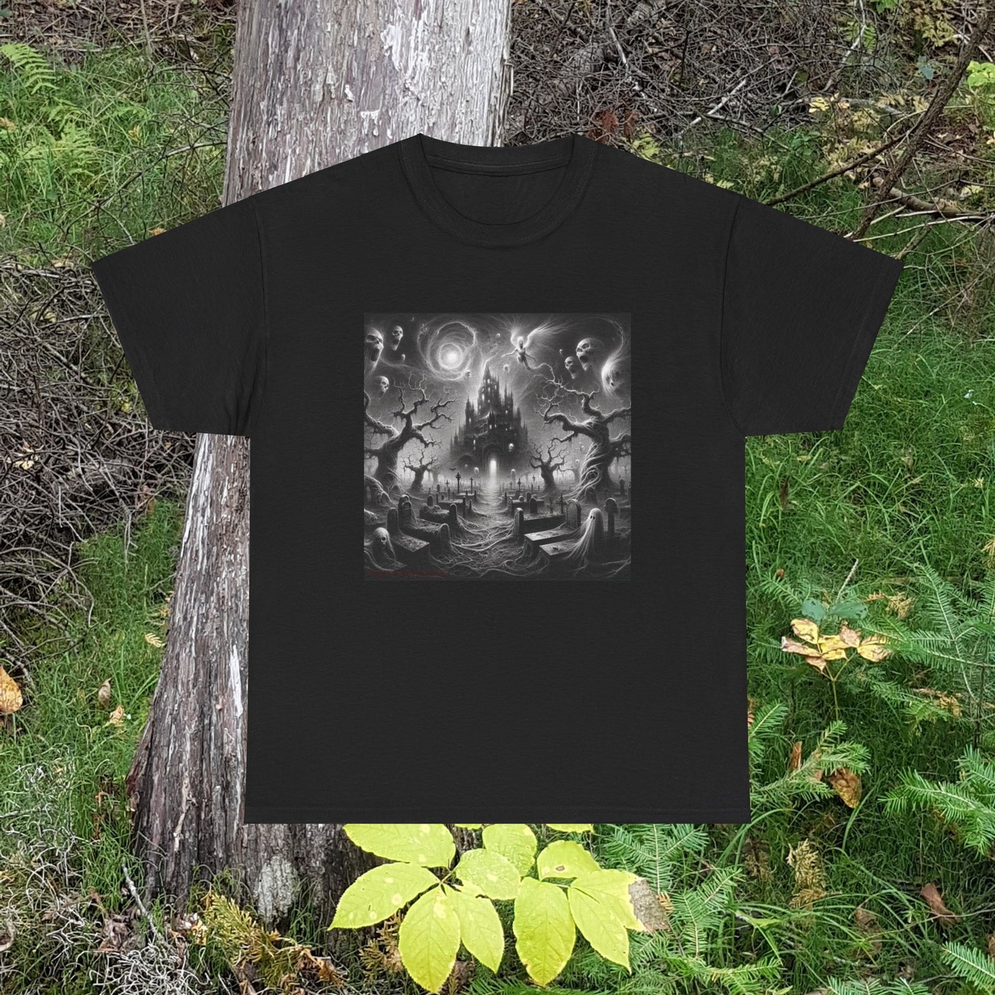 Horror Castle Black and White - Unisex Heavy Cotton Tee