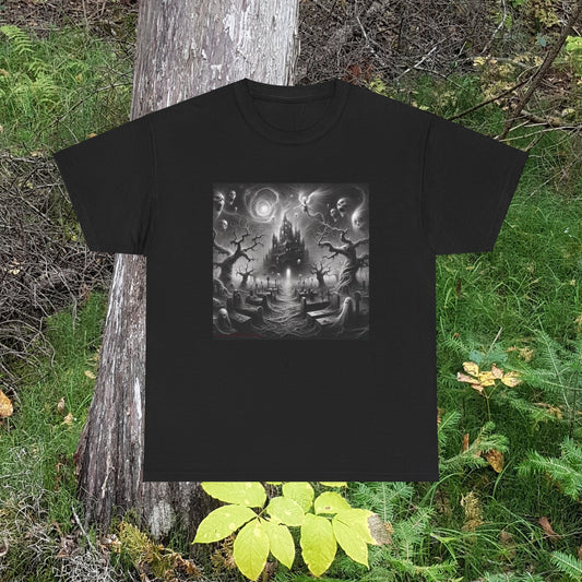 Horror Castle Black and White - Unisex Heavy Cotton Tee