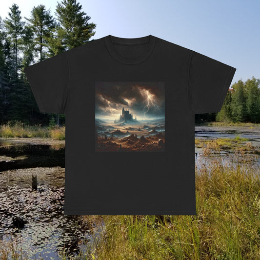 Horror Castle Lone and Large Graveyard - Unisex Heavy Cotton Tee