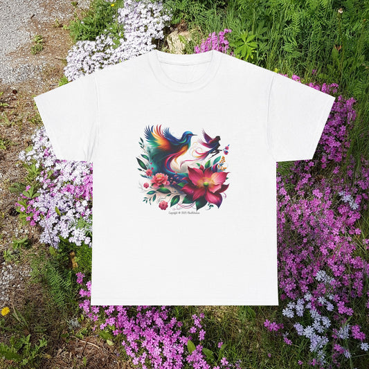 Women Flower Power Bird - Unisex Heavy Cotton Tee