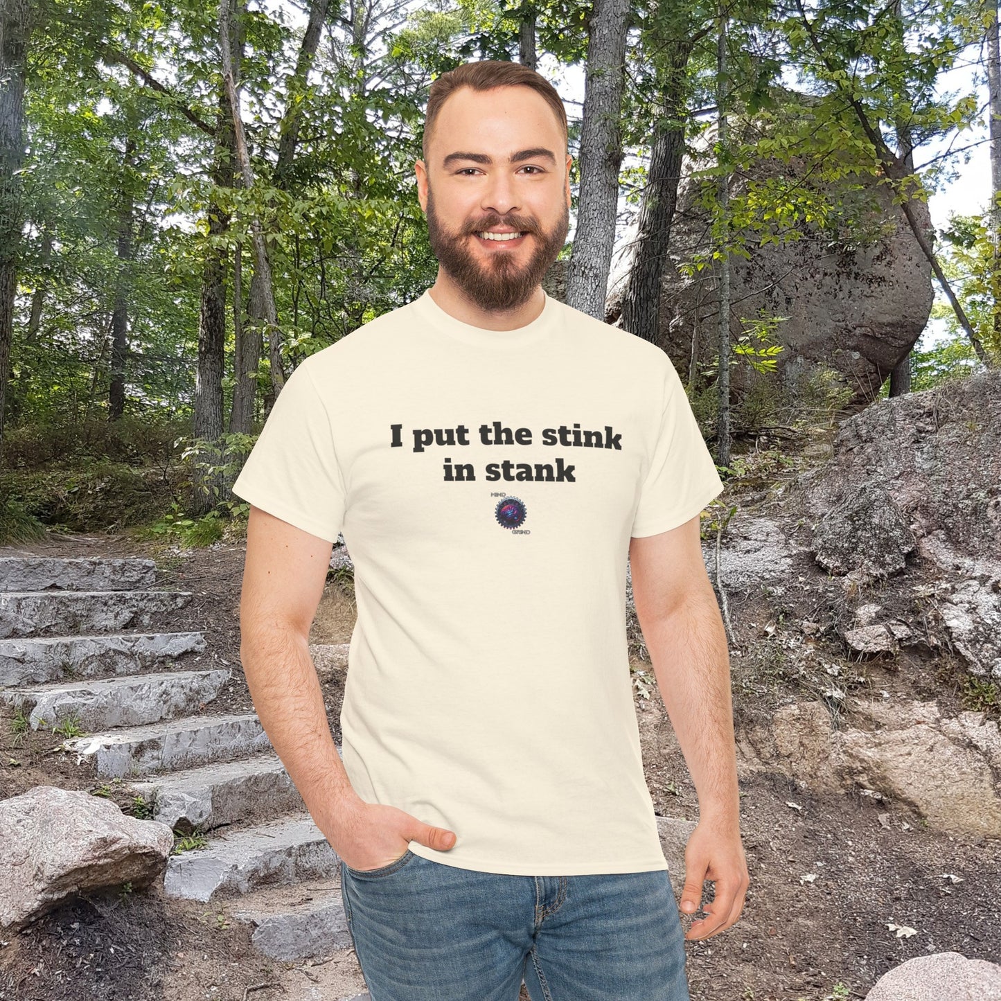 I put the stink in stank - Unisex Heavy Cotton Tee - Small Logo