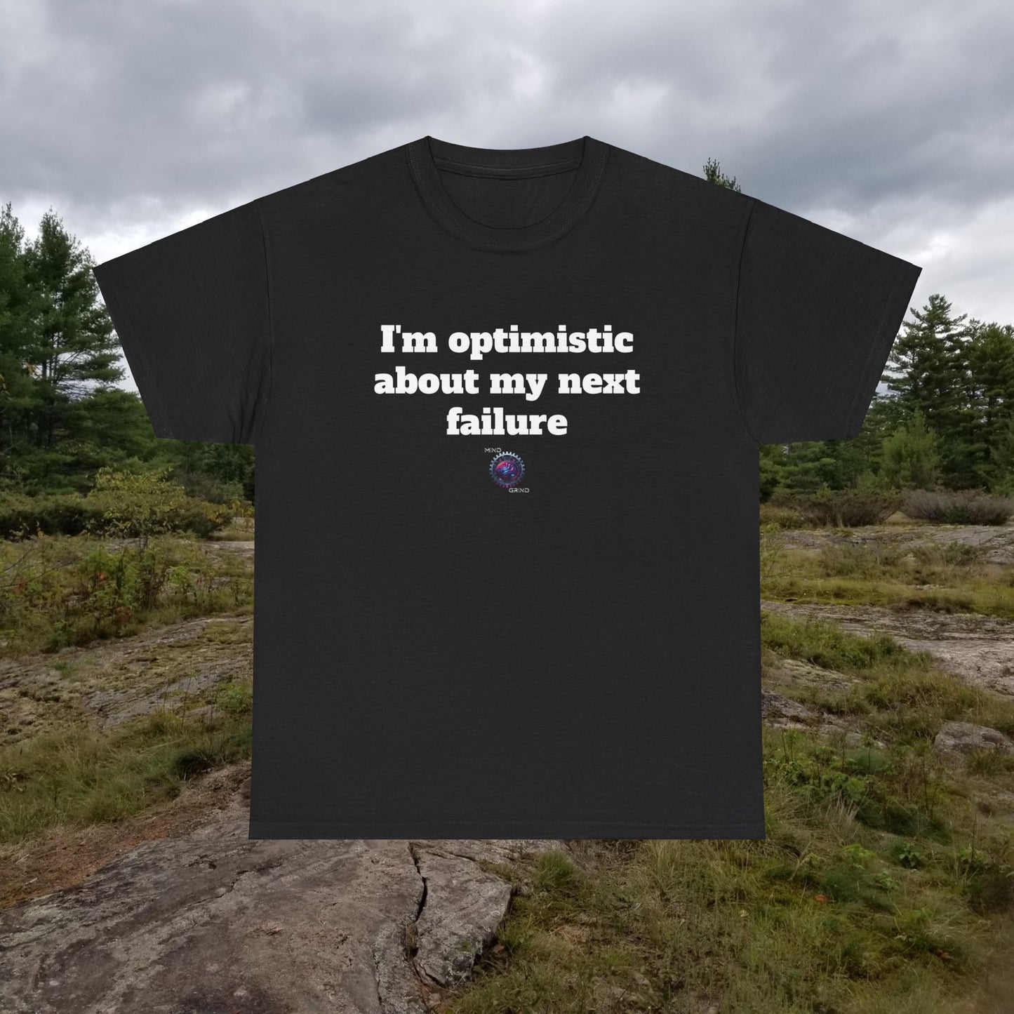I'm optimistic about my next failure - Unisex Heavy Cotton Tee - Small Logo