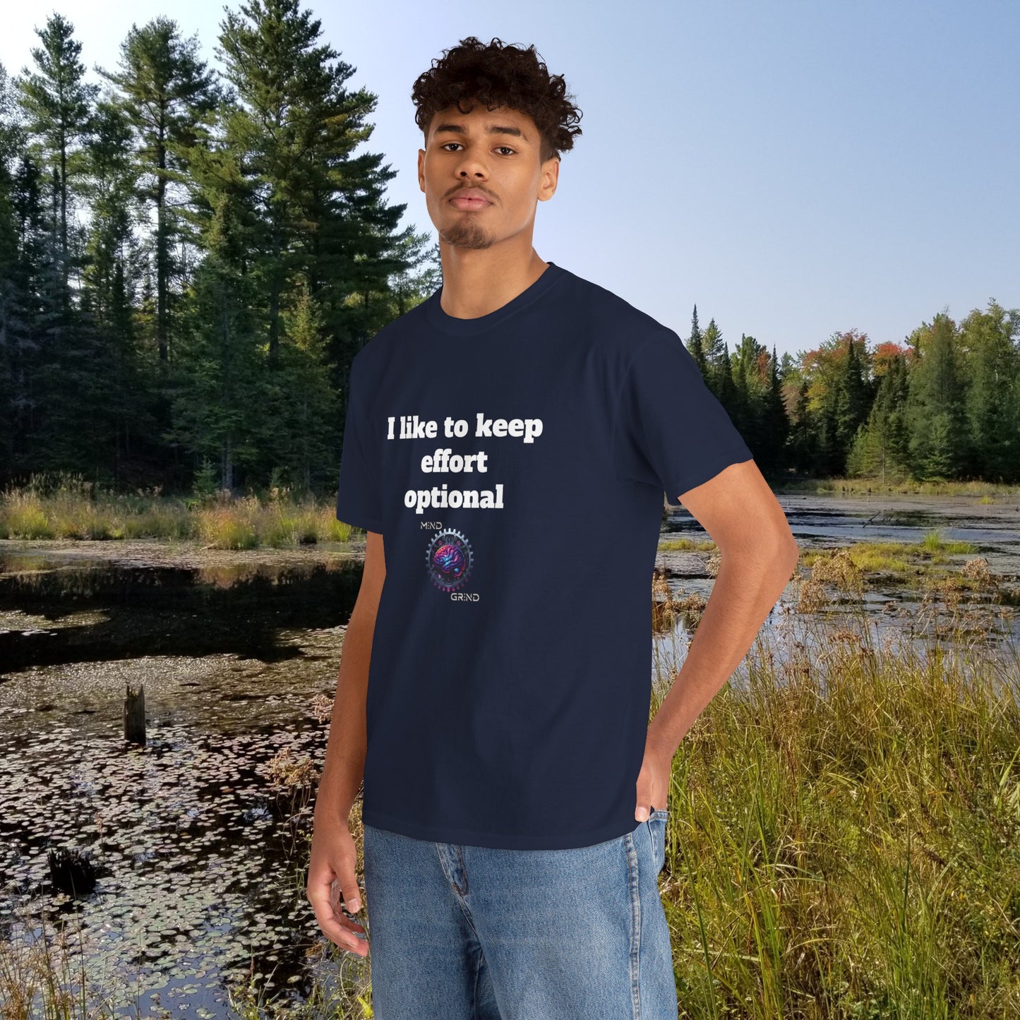 I like to keep effort optional - Unisex Heavy Cotton Tee - Large Logo