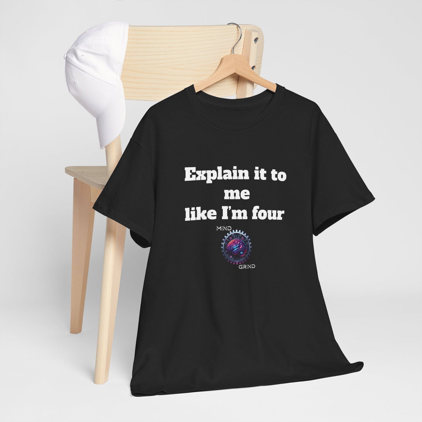 Explain it to me like I'm four - Unisex Heavy Cotton Tee - Large Logo